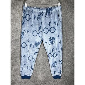 Harry‎ Potter Wizarding World Fleece Jogger Pants Womens Size Large Blue Pockets